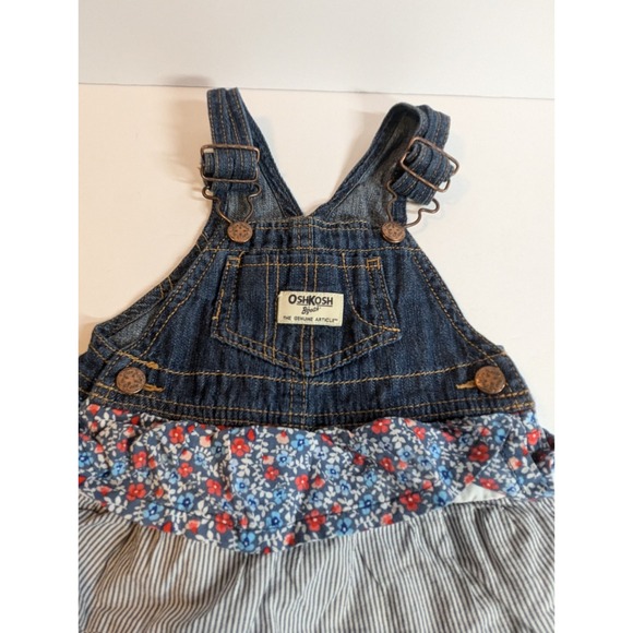 Oshkosh Baby Girl Clothes 12 Month Vestbak Cute Jean Lace Floral Jumper Dress - Picture 7 of 9
